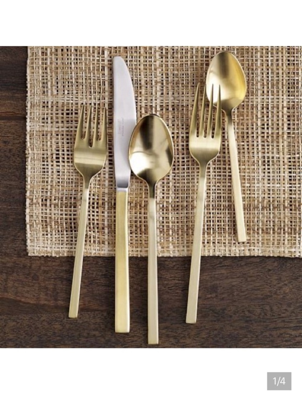 NWT West Elm Gold 5-Piece Setting Flatware New In Box Bundle of 4